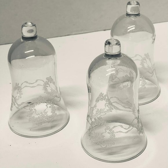 Home Interior Homco Votive Cups Heart & Ribbons Etched Votive Cups 5" Set of 3 - Picture 1 of 4